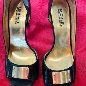 Michael Kors Black Open-toe Patent Leather Shoe